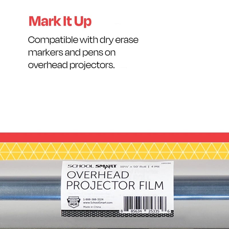 School Smart Overhead Projector Film Roll - 10-1/4 Inches x 50 Feet, 4 mil Thick - Image 5